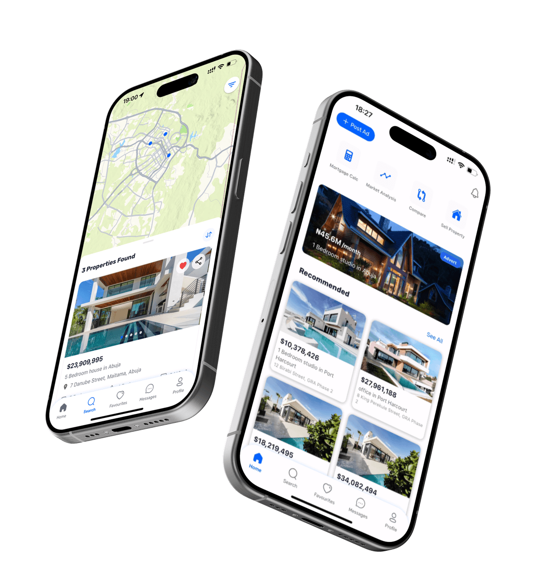 Real estate mobile app interface